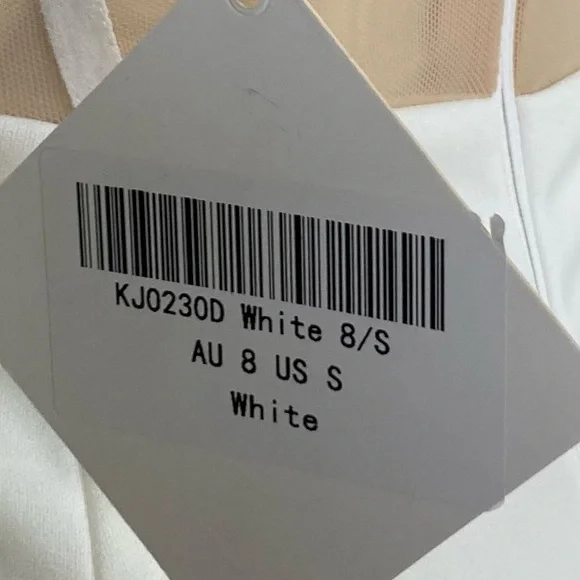 Angel Biba Corseted Mini Dress Blind Date Nude Mesh Bodycon White Sz Small - Picture 14 of 14